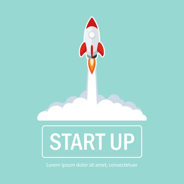 iş başlat, roket hızıyla başlat gökyüzünü düz vektör olarak başlat