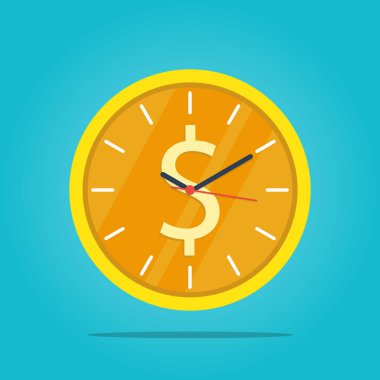 Zaman paradır, zaman yönetimi iş saati altın sikke vektörü