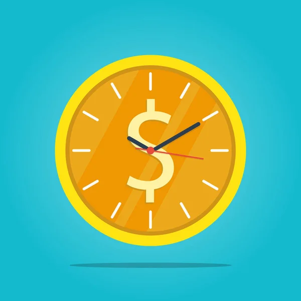 Time Money Time Management Business Clock Gold Coin Vector — Stock Vector