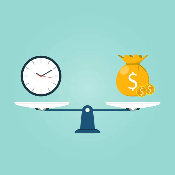 ölçek zaman çantalı altın sikke düz vektörü