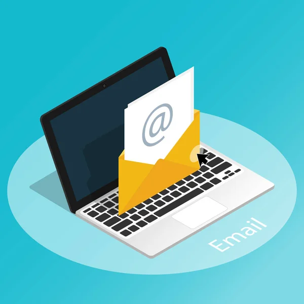 izometrik E- posta dizüstü bilgisayarı basit vektör