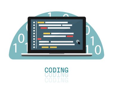 programcı ikili bilgisayar izometrik düz vektörü kodluyor