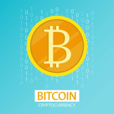 Altın madeni para ikili, bitcoin şifreleme dijital para vektörü