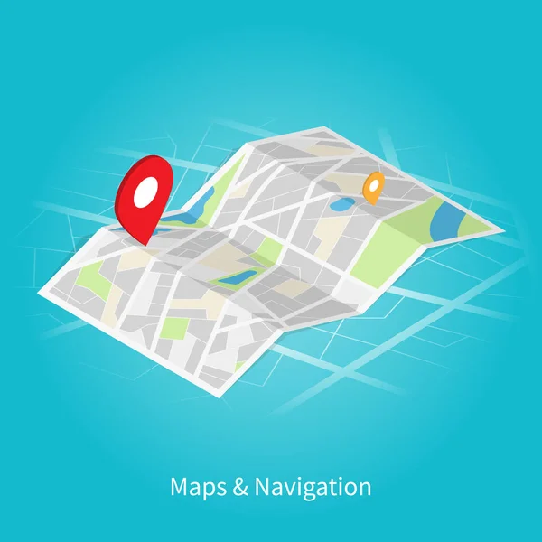 Haritalar ve seyrüsefer izometrik vektörü