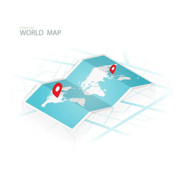 Mapy Nawigacja Wektor Izometryczny Wolrd Map — Wektor stockowy
