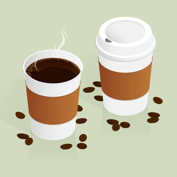 Isometrisk Kaffekopp Kaffebönvektor — Stock vektor