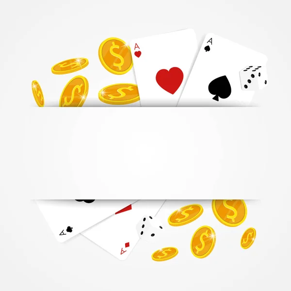 Casino Online Kaart Dobbelstenen Munten Vector — Stockvector