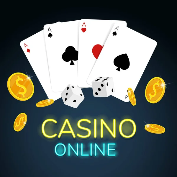 Casino Cartão Online Vetor Moedas Dados — Vetor de Stock