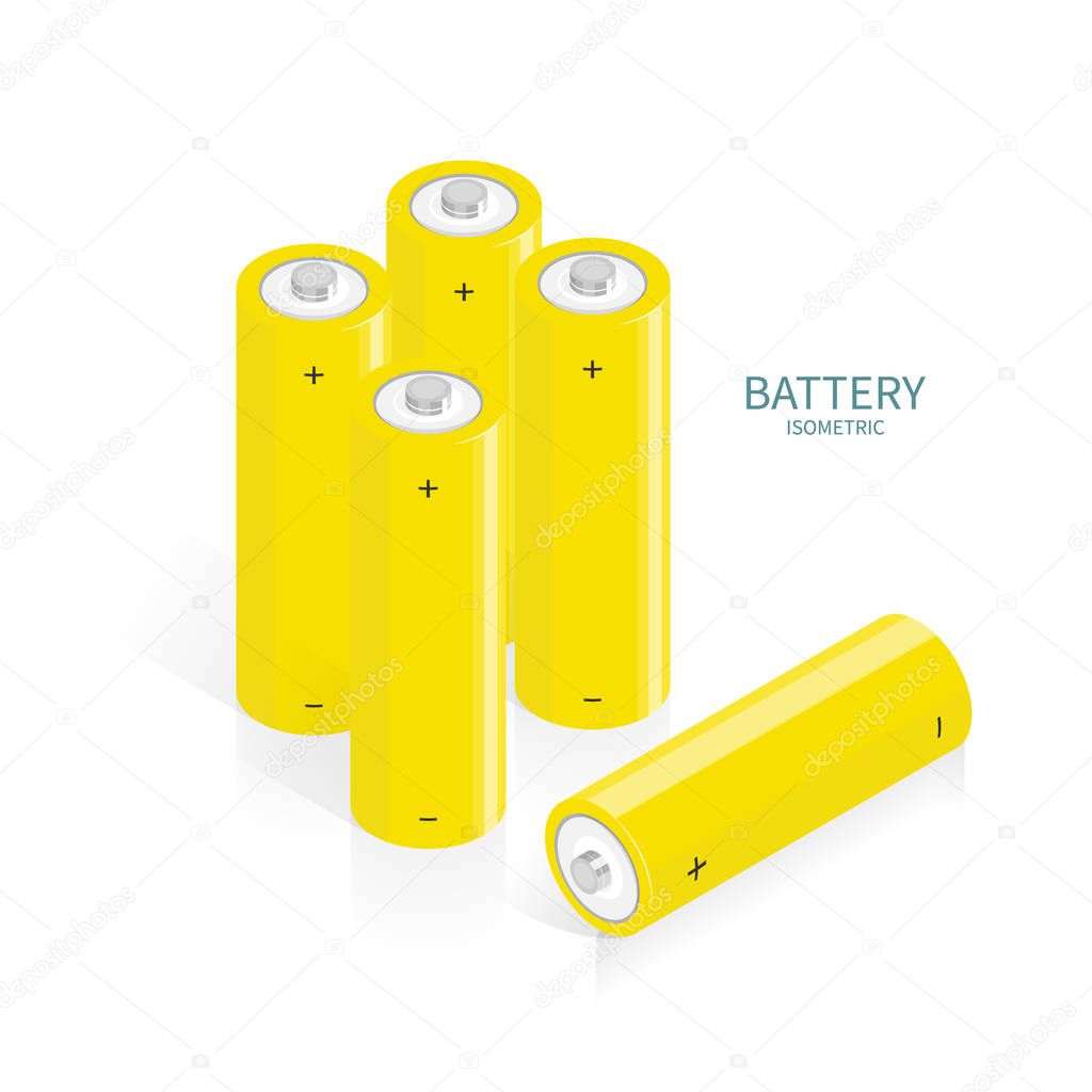isometric battery AA charger vector