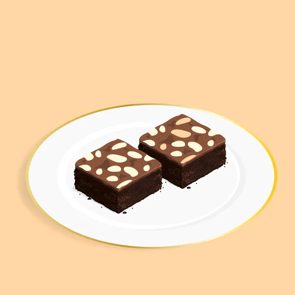 Brownie Isométrico Pastel Chocolate Vector — Archivo Imágenes Vectoriales