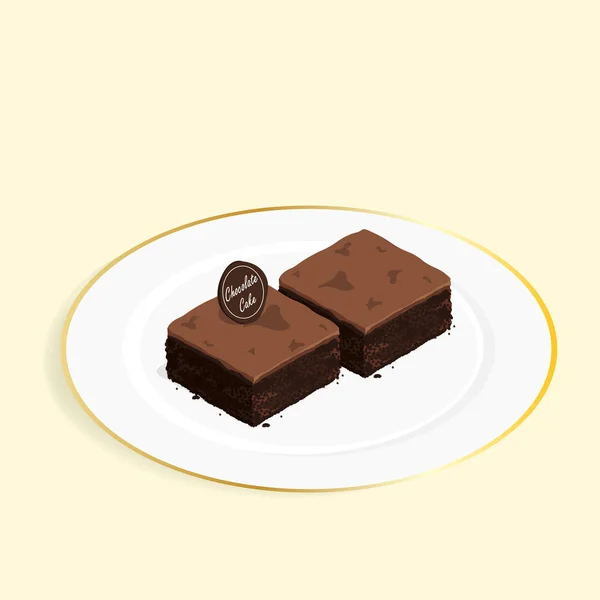 Isometric Brownie Chocolate Cake Vector — Stock Vector