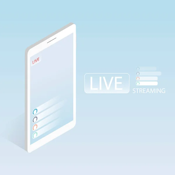 Isometryczny Smartfon Online Live Streaming Vector — Wektor stockowy