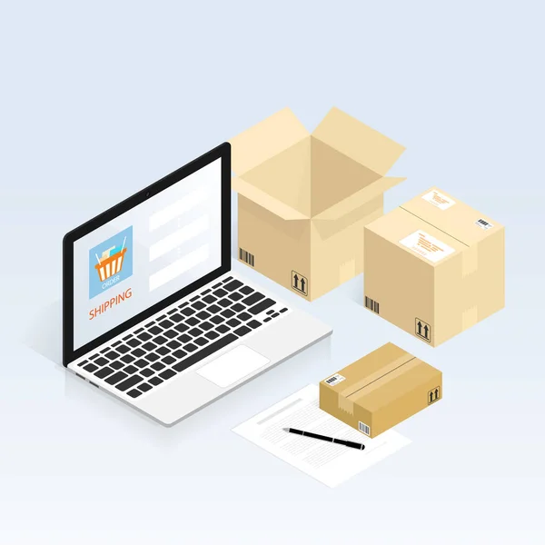 Online Shopping Shipping Vector — ストックベクタ