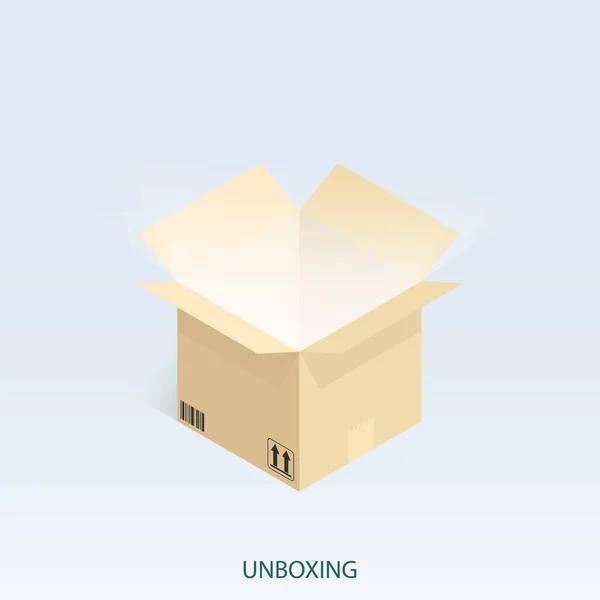 Online Shopping Shipping Isometric Unboxing Vector — ストックベクタ