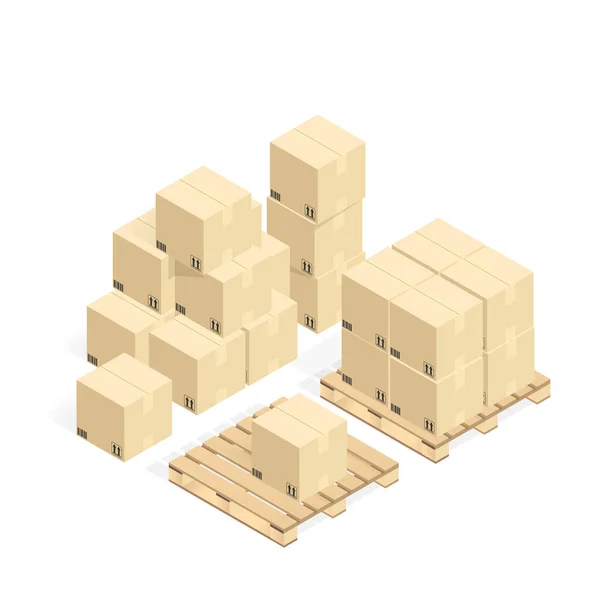 Online Shipping Cardboard Box Packing Vector — ストックベクタ