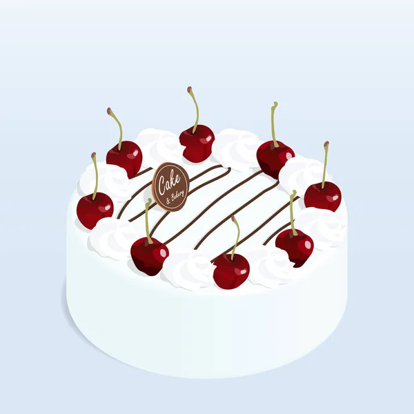 Cherry Cake Chocolate Cafe Bakery Vector — Stock Vector