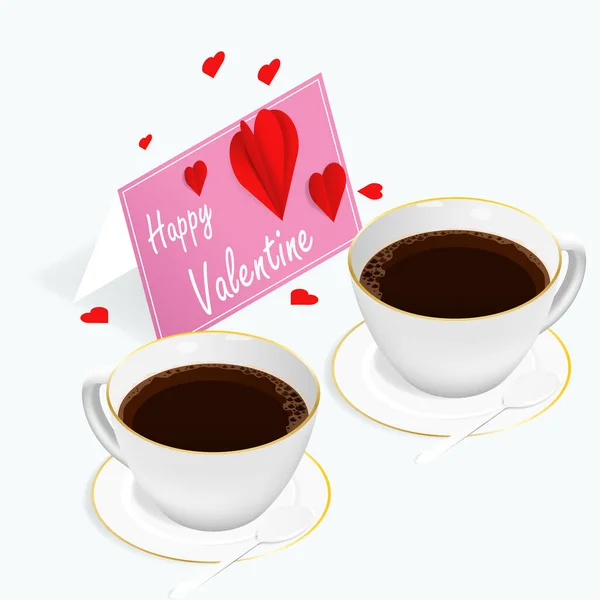 Data Café Isométrico Valentine Card Vector — Vetor de Stock