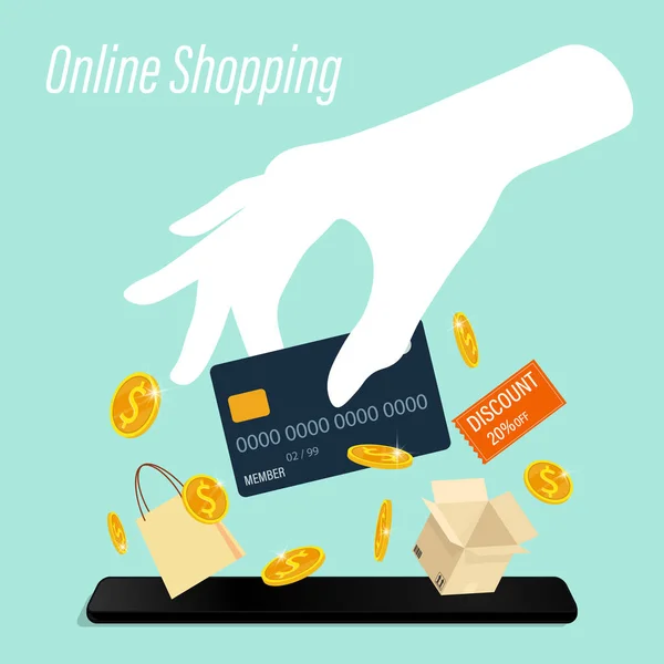 Kreditkarte Beim Online Einkauf — Stockvektor