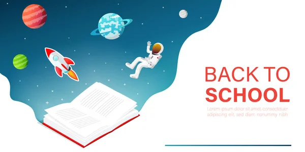 Back School Book Space Vector — стоковый вектор