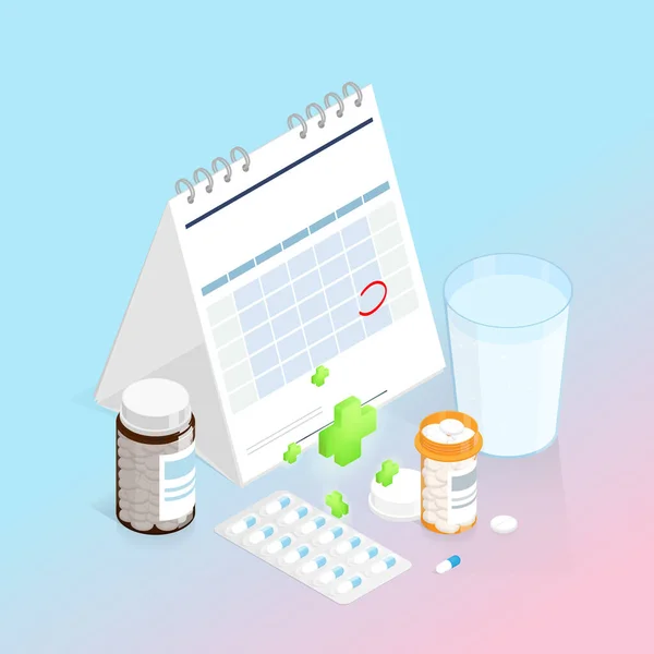 Kalendermedizin Medikamenteneinnahme Pille Vektor — Stockvektor