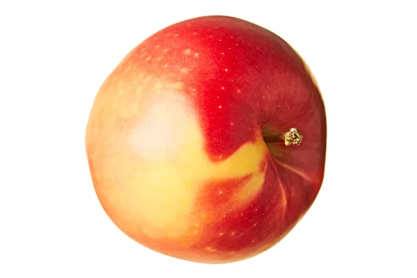 Ένα Ολόκληρο Φρέσκο Κόκκινο Μήλο Απομονωμένο Λευκό Φόντο Χωρίς Σκιά — Φωτογραφία Αρχείου