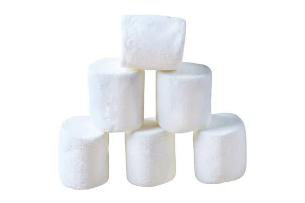 Haufen Von Sechs Stück Rohen Süßen Schmackhaften Marshmallows Zylindrische Form — Stockfoto