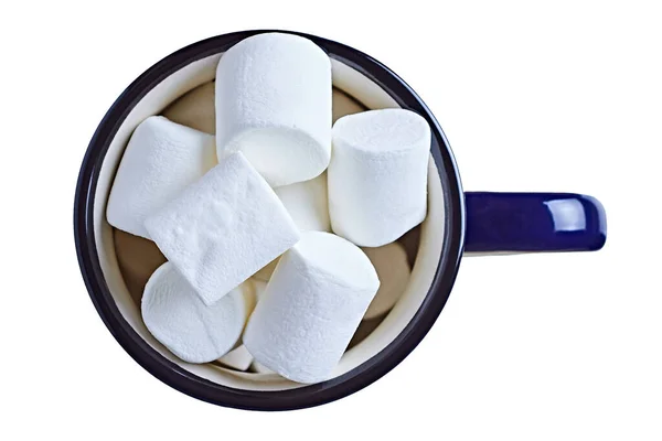 Einzelne Blaue Keramikbecher Mit Henkel Voll Von Vielen Rohen Süßen — Stockfoto