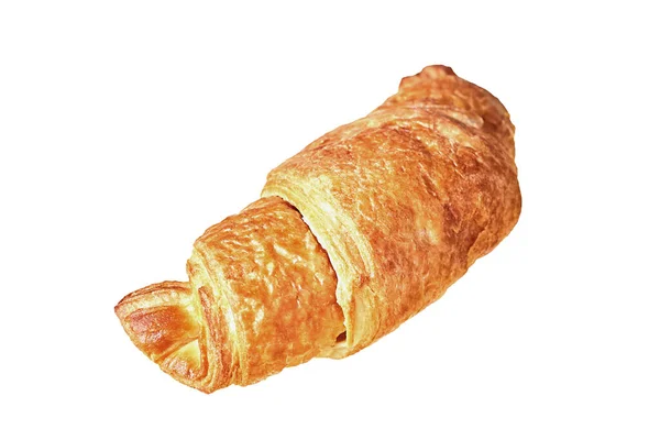Ein Einziges Frisches Knuspriges Croissant Gefüllt Mit Verschiedenen Leckeren Cremes — Stockfoto