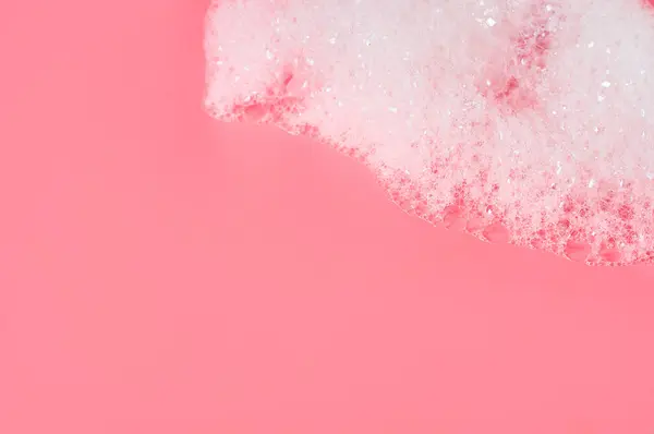 Foam Bubbles Pink Background Cleaning Service Concept Froth Party — Stock Photo, Image