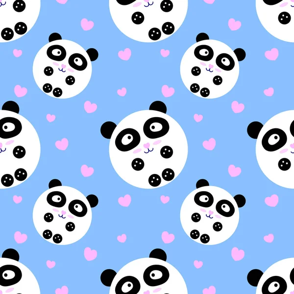 Vector Eps Padrão Sem Costura Com Bonito Panda Kawaii Com — Vetor de Stock