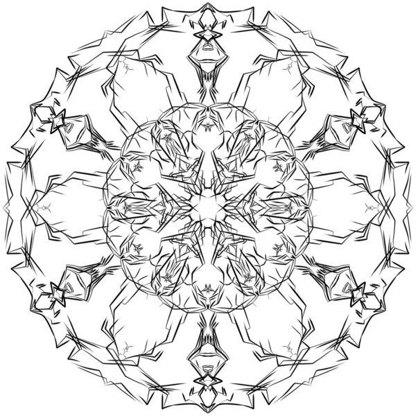 Абстрактная Черно Белая Иллюстрация Вокруг Красивой Траектории Снежинка Циркулярный Узор — стоковое фото