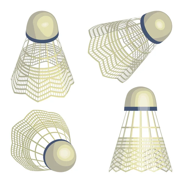 Federball für Badminton aus Vogelfedern isoliert — Stockvektor