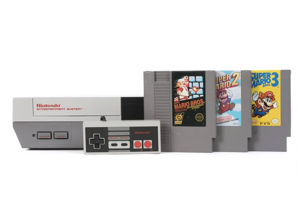 Nintendo Entertainment System i gry Super Mario Bros — Zdjęcie stockowe