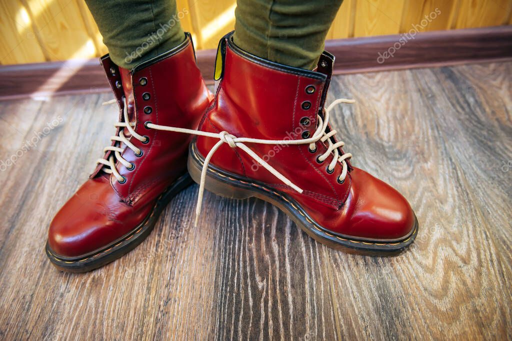 bright red boots