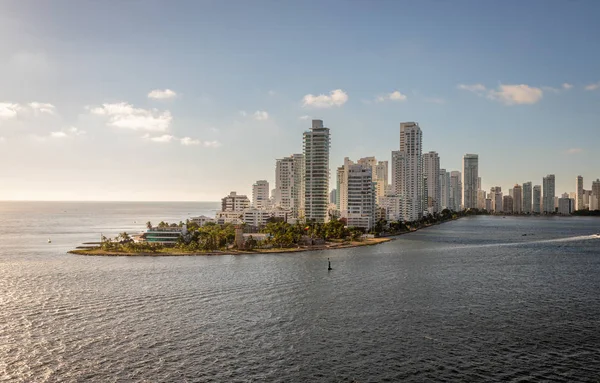 Vista Pano Ciudad Cartagena Las Indias Colombia Tomada Barco Llegar — Foto de Stock