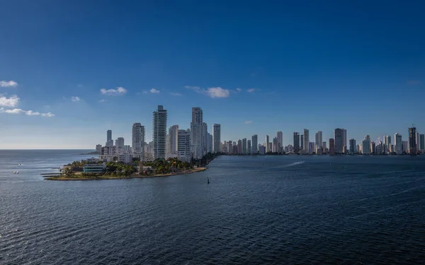 Vista Pano Ciudad Cartagena Las Indias Colombia Tomada Barco Llegar — Foto de Stock