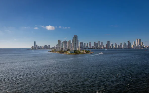 Vista Pano Ciudad Cartagena Las Indias Colombia Tomada Barco Llegar — Foto de Stock
