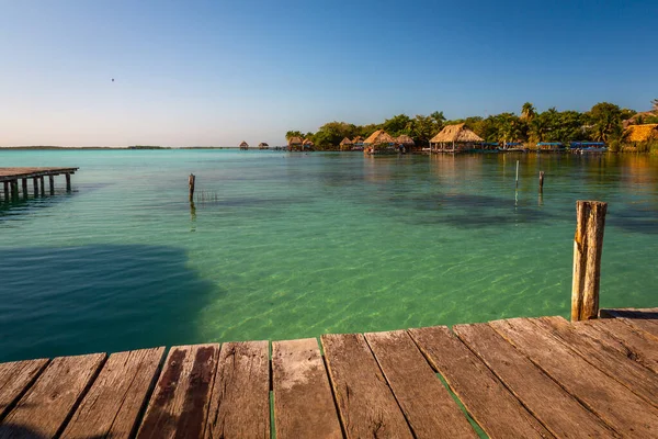 Laguna Bacalar Ismert Mint Lagoon Seven Colors Bacalar Mexikó Kristálytiszta — Stock Fotó