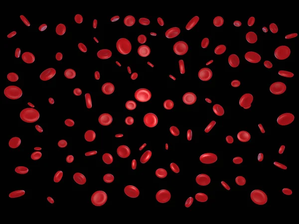 Czerwone Krwinki Wyizolowane Czarnym Tle — Zdjęcie stockowe