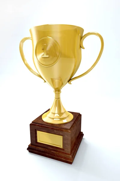 Kazanan kupa izole edildi. Beyaz arka planda altın kupa. 3B illüstrasyon
