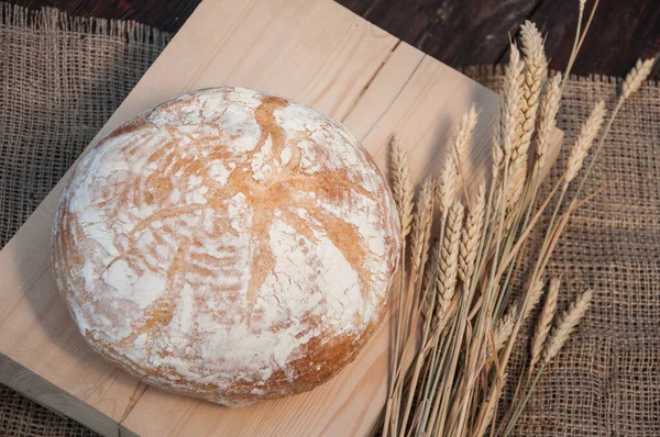 Хліб Пшеничного Борошна Столі Вільним Місцем Тексту — стокове фото