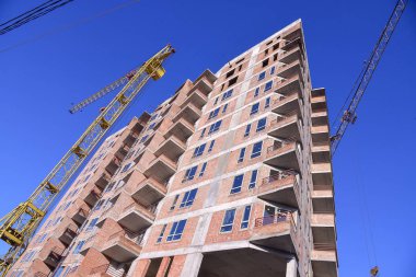 Mavi gökyüzü arka plan daire inşaat İnşaat alanında
