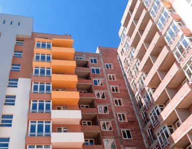 Mavi gökyüzü arka plan daire inşaat İnşaat alanında