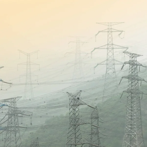 Electric power transmissions high voltage tower — Stock Photo, Image