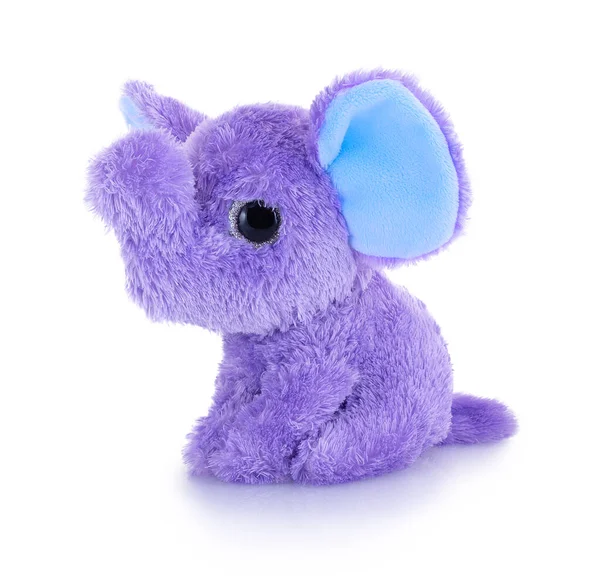 Muñeca Elefante Plushie Aislada Sobre Fondo Blanco Con Reflejo Sombra —  Fotos de Stock