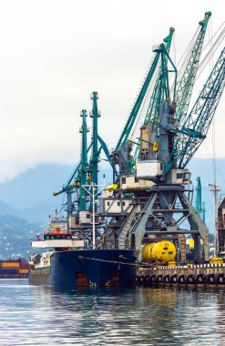 Batum, Gürcistan - 27 Ağustos 2019. Kargo gemisi Galiasgar Kamal Batumi limanında