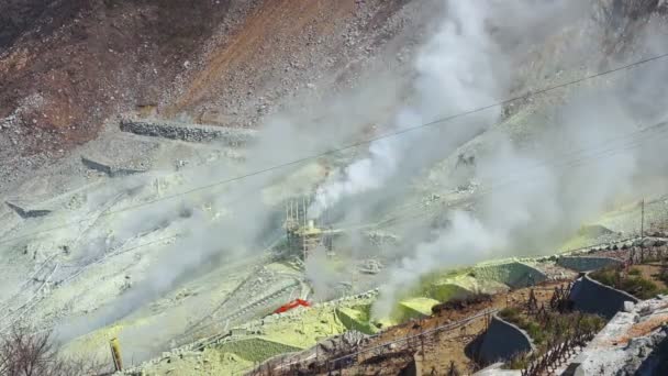 Ventilatori di zolfo attivi di Owakudani, Giappone — Video Stock