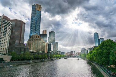 Epic cityscape of Melbourne Southbank and Yarra river clipart