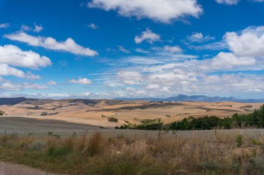 Vast South African countryside landscape with dry grass and hill