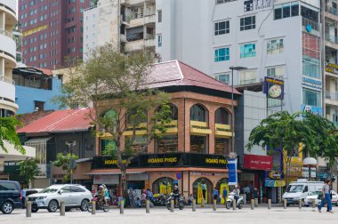 Historic architecture building on the corner of Nguyen Hue stree